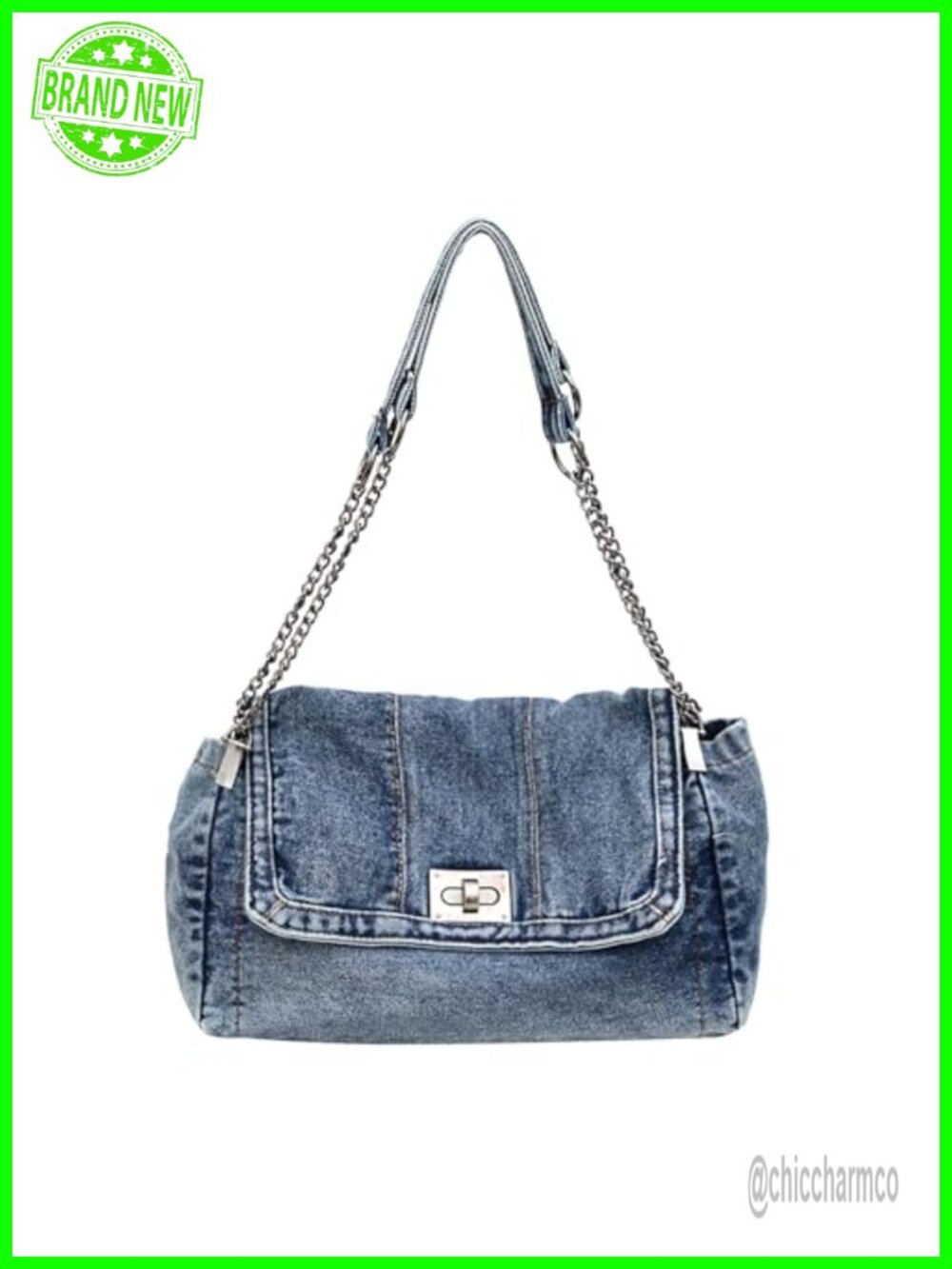 Denim Tote Bag Retro Crossbody Lightweight Washed Denim Canvas Purse